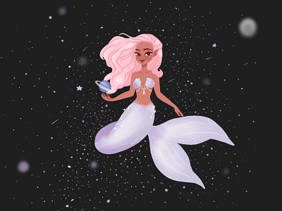 Space mermaid illustration