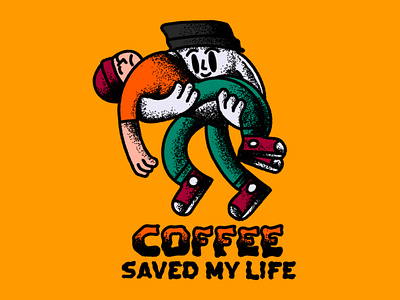 Coffee Saved My Life coffee coffee bean coffee cup coffee shop coffeeshop custom typography funny funny illustration hand drawn illustration lettering typography