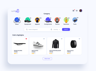 Cycling Market Place ecommerce marketplace ui uidesign