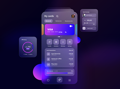 Glassmorphism concept app app creditcard design glassmorphism ui user interface