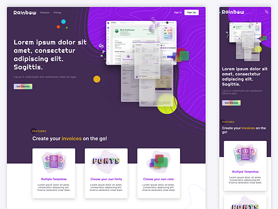 Rainbow Landing Page cta design hero section landing page mobile view product design responsive design website website design
