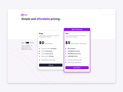 Pricing cta design landing page pricing page product design toggle typography ui ux website design