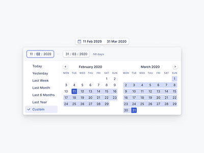 Date Range Picker application calendar calendar design date date picker date range digital product product design typography ui ui design ux ux design web app web design