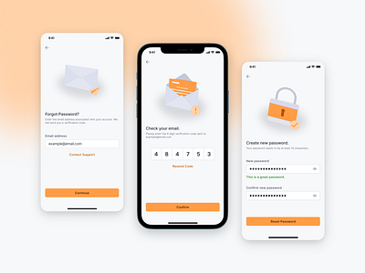 Forgot Password? app design application digital product forgot password ios ios app iphone mail mobile mobile app mobile ui mockup orange otp password product design reset password ui design ux ui ux design