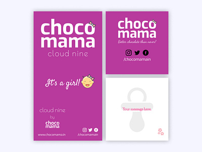 Chocomama Its A Girl branding chocolate chocomama design label logo product product design sticker