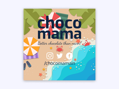 Chocomama Beach beach branding chocolate chocomama design label logo product product design sticker vector