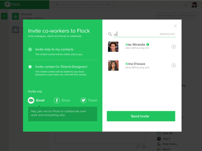 Invite Contacts to Flock chat chat contacts flock invite ui users ux