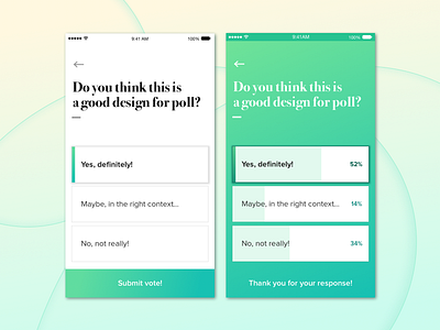 Poll app - concept app design gradient poll typography ui ux vote