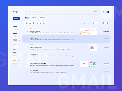 Gmail Concept - Inbox app clean communication emails gmail inbox layout mail minimal people ui ux