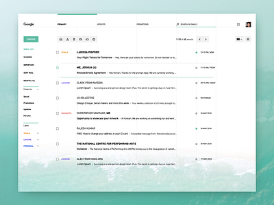 Gmail Concept - 02 app clean communication emails gmail grid minimal redesign ui ux web