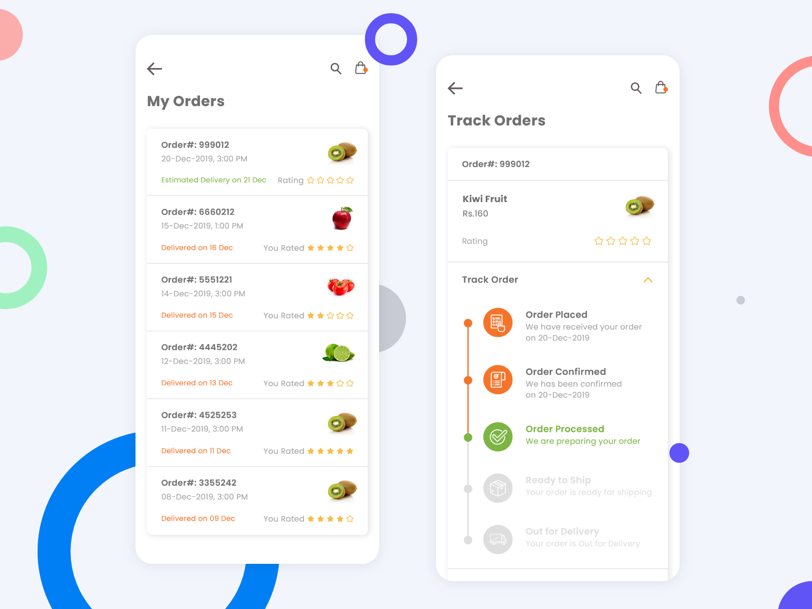 Order List and Track Orders Ui Design by Bhavesh Patel on Dribbble