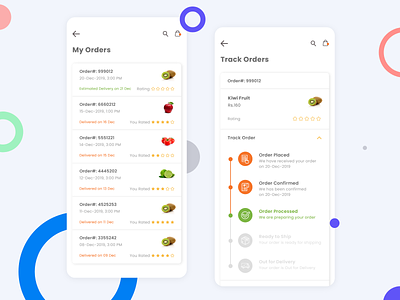 Order List and Track Orders Ui Design