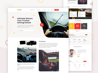 driving school landing page design concept