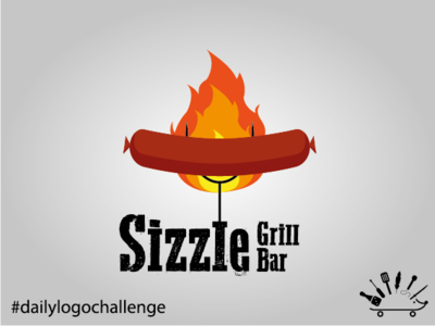 Daily Logo Challenge - Day 10 - Fire bar branding dailylogochallenge design fire flame grill hot kombinujez logo logo design projektujez pub sausage vector