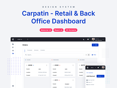 Carpatin - Admin Dashboard Design System admin ui back office customer customers dashboard design system devias ecommerce order orders product products react reactjs retail user users