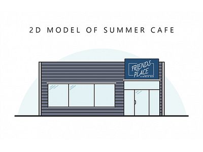 2D model of summer cafe 2d building cafe family flat restaurant summer terrace texture