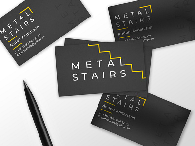 Business card for METAL STAIRS brand branding building bussines card design flat logo logotype pencil typography