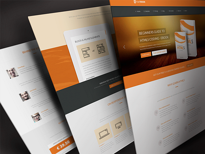 FlatBook - New Demo Design contrast ebook flat grey icons landing minimal orange white