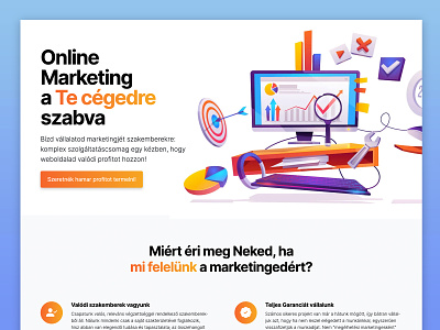 Online Marketing Landing colorful illustration landing page marketing online marketing orange web design white