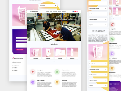 Print Company Website colorful fancy fresh purple ui design web design webdesign yellow youthful