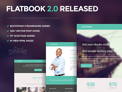 FlatBook Html v2.0 Released! bootstrap 3 clean creative ebook flat flatbook html premium template website