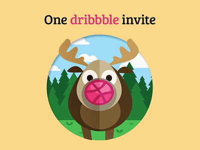 1 Dribbble invitation giveaway animal deer dribbble dribble flat funny giveaway illustration invitation invite vector