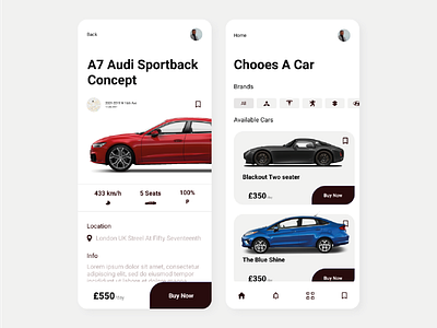 E-commerce Car App UI Design