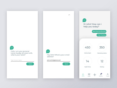 Personal Training Chatbot app chatbot design mobile training ui ux