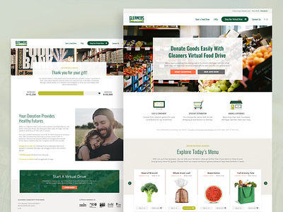 Gleaners Virtual Food Drive agency clean design detroit donate donations food food bank green michigan non profit payment shopping ux web web design web development website