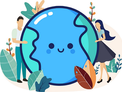 Take care of the planet blue design earth ecology graphic green green blue happy icon illustration love natural nature planet save the world vector world