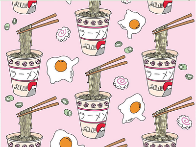 Ramen Pattern egg illustration illustrator japanese noodles pattern photoshop ramen vector