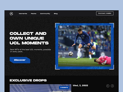 Nft website for Champions League collectables 3d animation branding creative design dribbble graphic design logo motion graphics nft ui web design website