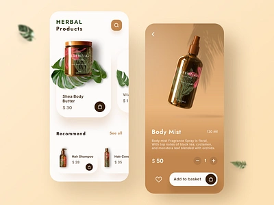 cosmetic mobile App UI UX design app beauty branding cosmetic dailyui design ecommerce figma herbal medical minimal mobile app product design purchase shop shopping app trends ui ux