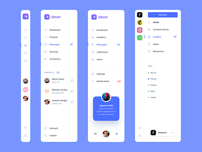 Clever: Sidebar Navigation by Magdalena Jablonka on Dribbble