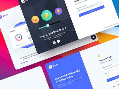 Login Screens from Clever UI Kit app design auth page authorization clear clever dashboard dashboard design dashboard template design login login page login page design minimalist ongoing register page signup ui