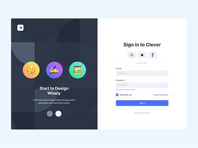 Clever: Log In & Sign In authentication clean dailyui dashboard design flat page form forms gradient login login screen minimalist modern ongoing sign in steps template ui verification verify