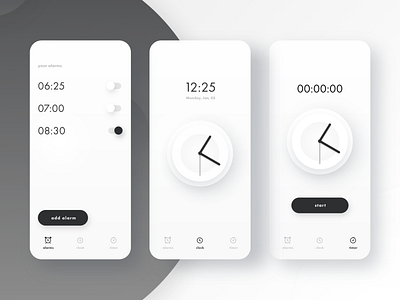 Clock alarm clock clock app design elegant minimal minimalist mobile timer ui ui ux uiux ux whitespace