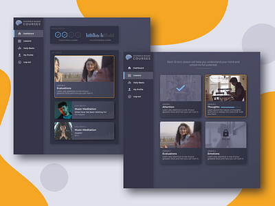 Student Interface for digital mindfulness training program dark mode dark ui dashboard dashboard ui interface interfacedesign sketchapp uidesign uxdesign uxui