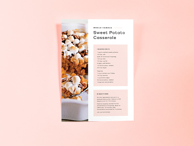 Sweet Potato Casserole Recipe Card art clean design editorial design editorial layout food graphic design layout letter lettering minimal recipe typography