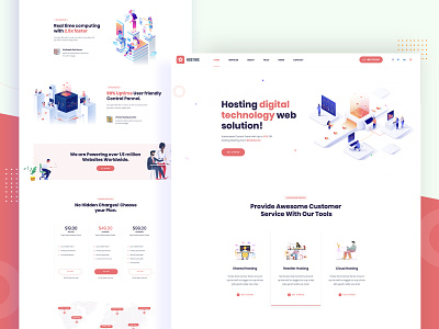 Isometric Web Hosting, Domain and WHMCS clean cloud hosting cloud server dedicated server domain domain website host hosting hosting template isometric landing page server servers technology user interface design web hosting web hosting template
