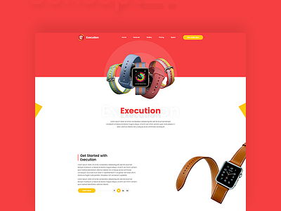 Apple Watch Product Showcasing Homepage Concept apple apple watch color flat landing page psd template uiux design user interface design