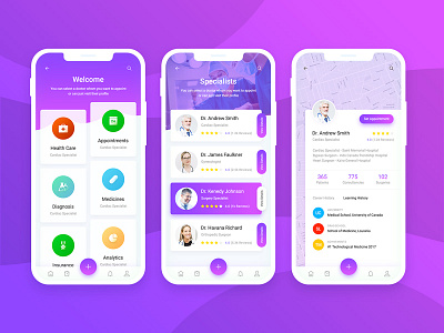 Doctor and Hospital App Design apps design apps screen doctor hospital user interface design