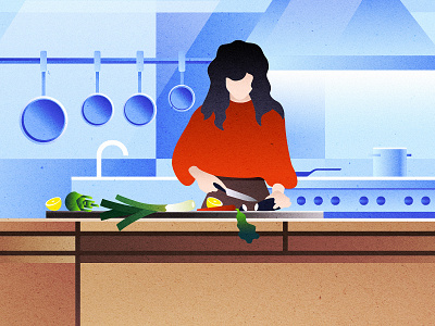 Kitchen scene character chef grain illustration illustrator kitchen photoshop texture vegetables