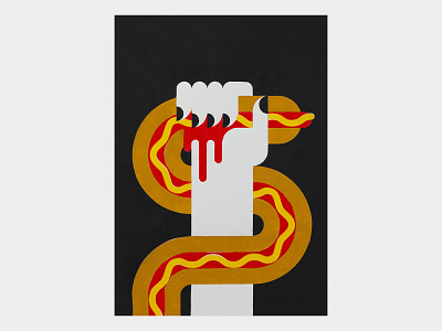 Food vs Human I fast food food food illustration graphic design hotdog illustration illustration art illustrator minimal minimalism poster poster art poster design propaganda snake stencil stencil art symbol textures vector art