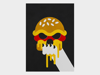 Food vs Human III artwork burger fast food food art food illustration graphic design handmade illustration illustrator poster poster art poster design propaganda skull skull art textures vector art