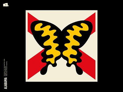 Alabama I Wall Encyclopedia alabama america badge brandmark butterfly design graphic design icon illustration logo logomark mark minimal sign sticker sticker art sticker design symbol us states usa