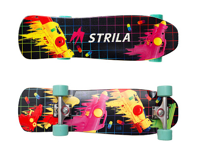 111 x Strila 111room cruiser design glitch gun illustration pistols skateboard