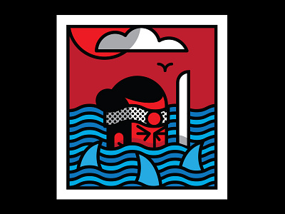 Lonely samurai art bkoz character illustration landscape samurai sticker symbol vector