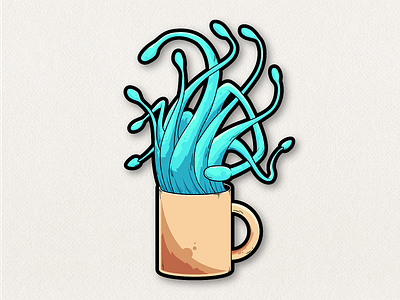 Tentacle Mug adobe illustrator alien art coffee cup coffee mug color theory design digital art drawing illustration illustrator octopus squid sticker tentacles vector art