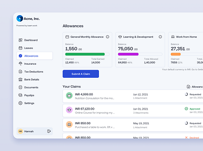 Allowances Dashboard allowances app claim dashboard kaamwork sketch uiux user experience user interface ux web app